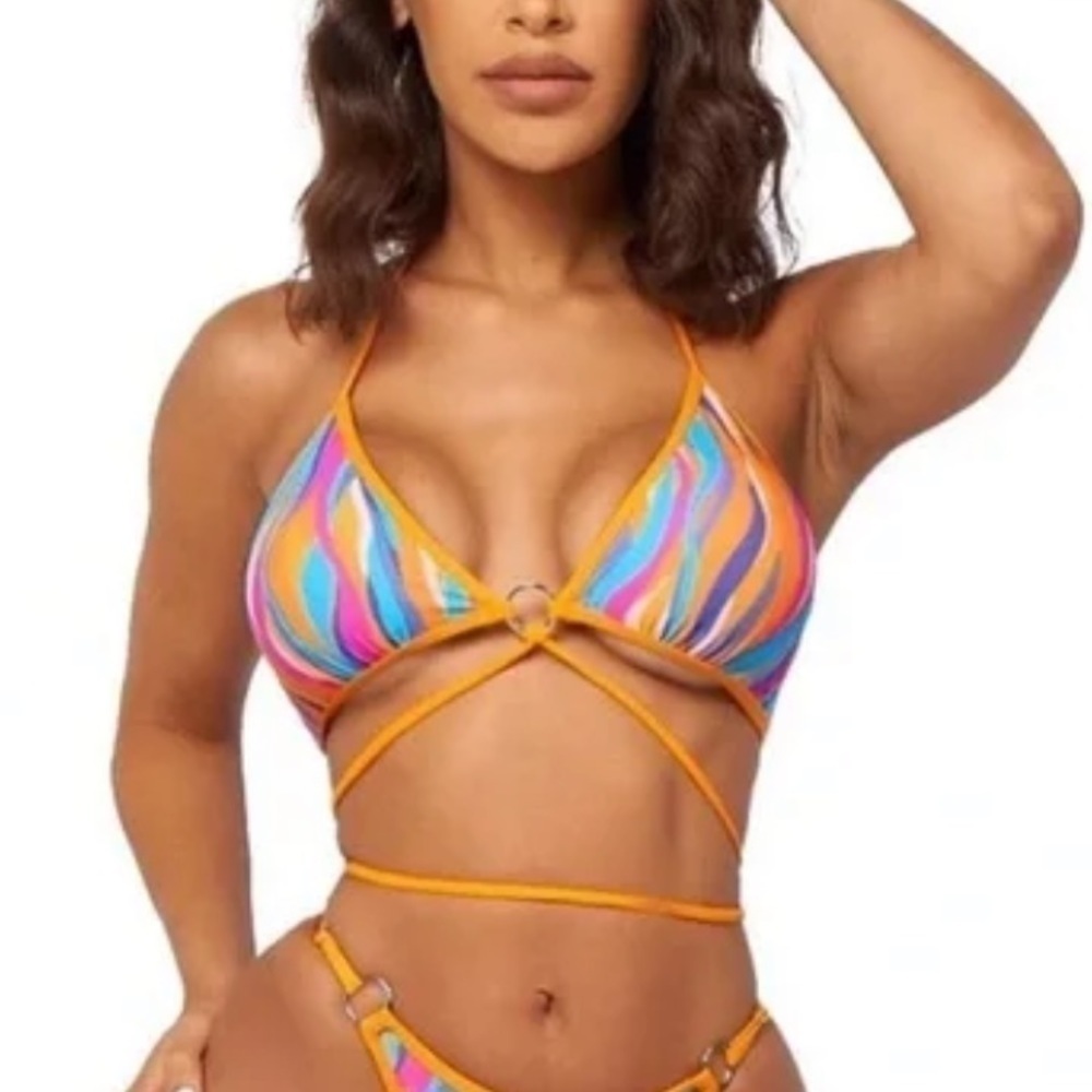 ICON SWIM Wonderland bikini top- orange abstract